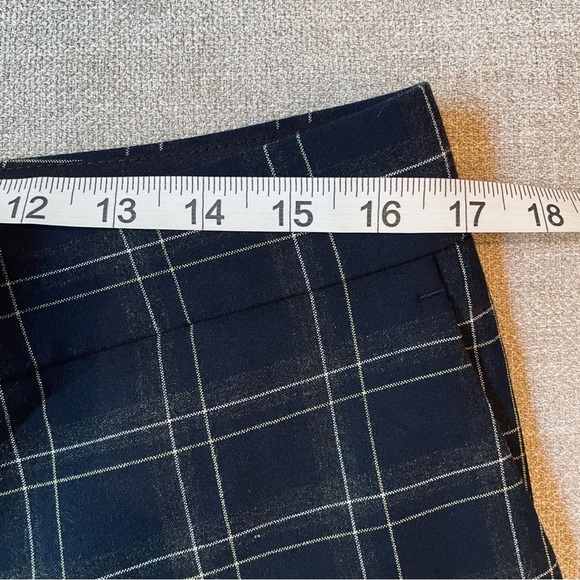 Ann Taylor Devin Fit Navy Grey Yellow White Plaid Pockets Trousers Pants Office - Picture 11 of 13